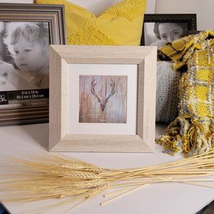 Picture Frame, Rustic Cream Faux Wood,  w/ Matting opening 5"x5",  (7"x7" Frame)